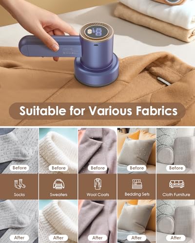 HOMEASY Fabric Shaver, Rechargeable Lint Remover for Clothes Purple - color: Purple