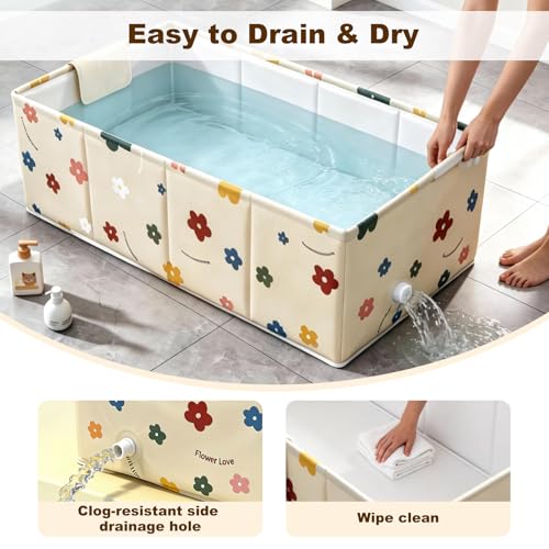 Foldable Dog Bathtub for Small to Medium Dogs & Cats Pool, Collapsible Pet Bath Tub for Shower/Kitchen Sink, Thickened Insulated Base, Portable & Space-Saving Puppy Wash Basin, Yellow - color: Yellow