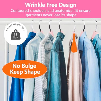 DEDU Suit Hangers for Men 20 Pack, Sweater Hangers No Shoulder Bump Non Slip Width 17.7", Plastic Clothes Hangers Pink with Metal Hook - color: Pink-20