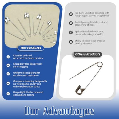 Jmuiiu 2.2 Inch/50 Pcs Safety Pins, Durable Clothes Pins - size: 2.2 inch-50 pcs