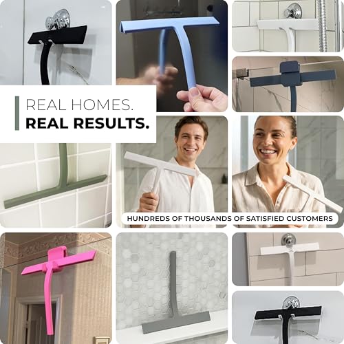 GÜTEWERK Silicone Shower Squeegee with 3-in-1 No-Drill Mount, Black, 13'' - color: Black, size: 13 Inches