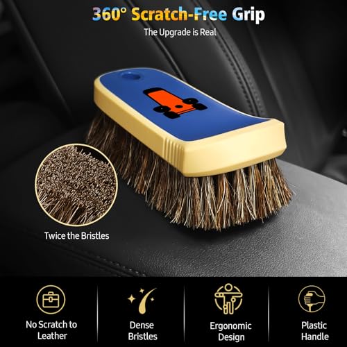 YeewayVeh Horse Hair Leather Cleaning Brush, Upgraded Long Bristle, Blue - color: Blue, size: 1 Pack