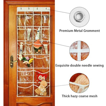 Over The Door Organizer 18 Large Mesh Shoe Storage Pockets（PVC） (transparent) - color: transparent
