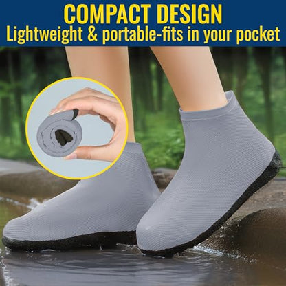 Rain Shoe Covers Waterproof Reusable Galoshes Overshoes - color: Grey, size: XX-Large
