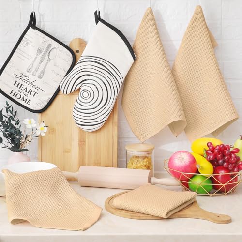 Homaxy 100% Cotton Waffle Weave Kitchen Dish Cloths 18-Pack, Apricot - color: Apricot, size: 12 X 12 - 18 Pack