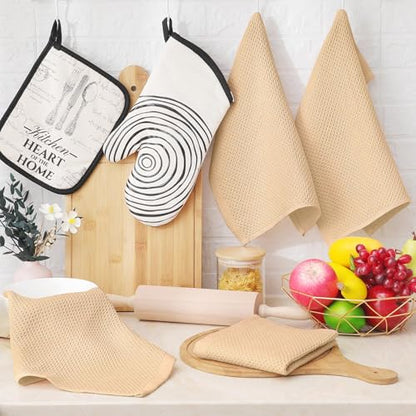 Homaxy 100% Cotton Waffle Weave Kitchen Dish Cloths 18-Pack, Apricot - color: Apricot, size: 12 X 12 - 18 Pack