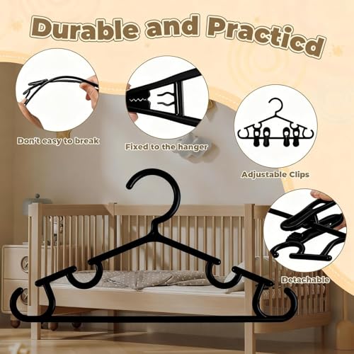 Nursery Baby Hangers with Clips - color: Black