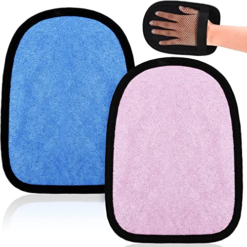 2 Pcs Beach Sand Remover Mitts, Soft Wipes for Skin and Feet Pink Blue - color: Pink, Blue