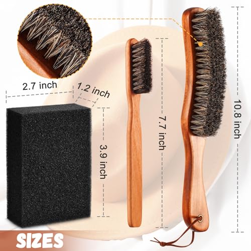 4 Pcs Horsehair Felt Hat Brush Kit with Cleaning Sponge Cowboy Clean Hat Wood Fedora Hat Cleaning Set Baseball Cap Lint Brush Remove Dust for Hair Furniture Suits Clothes(Style B) - style: Style B