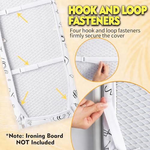 Seiritex Over the Door Ironing Board Cover 13 x 37 inch, Small Iron Board Cover w Heat Reflective Thick Padding with Hook and Loop Fasteners (White Update Version) - color: White, size: 13x37 Update