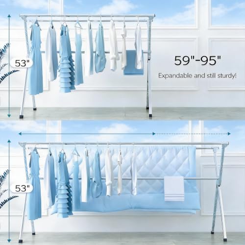 95" Clothes Drying Rack Folding Indoor Outdoor Drying Rack Clothing - size: 95''