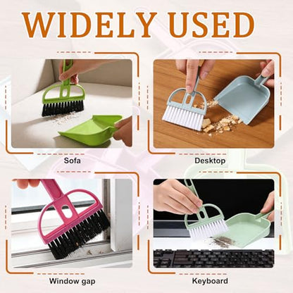 uxcell 2 Pcs Mini Dustpan and Brush Set, Small Broom and Dustpan Set for Home Office Tabletops Sofas Keyboards Cleaning, Pink/Blue - color: Pink/Blue