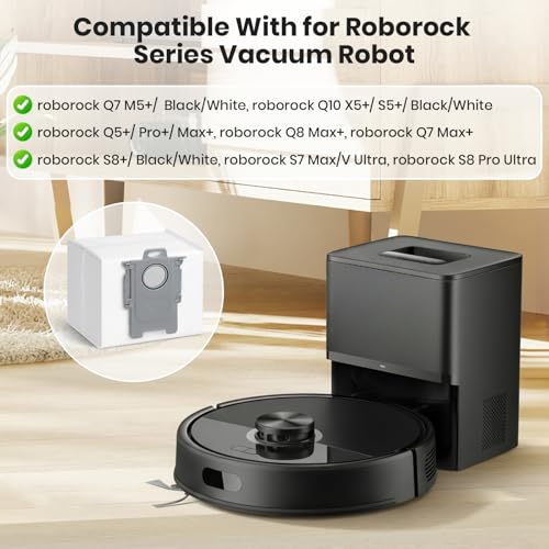 20-Pack Q7 M5+, Q5+ Replacement Dust Bags for Roborock Q5 Max+, Q5 Pro+, S8,S7 Pro Ultra, S7MaxV Ultra, S8+, Q7,Q8 Max+, Q10 S5+,Q10 X5+ Vacuum Bags for Roborock, Disposable Dust Bags