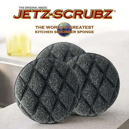 Jetz-Scrubz Scrubber Sponge, J22/3, Round, Set of 3, Made in the USA,3 Count (Pack of 1) - style: Round, Set of 3