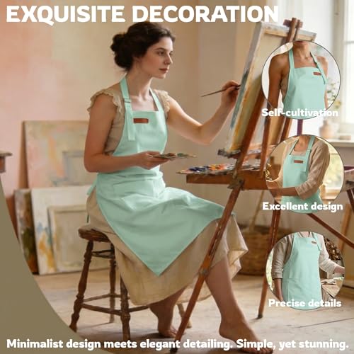 CAKETIME Colorful Aprons Made by Silicone Coated Polyester Fabric Waterproof Oilproof for Women Cooking Funny Gifts - color: Green