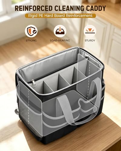 Ytonet Rolling Cleaning Caddy Bag with Apron, Cleaning Caddy with 4 Wheels - color: Black