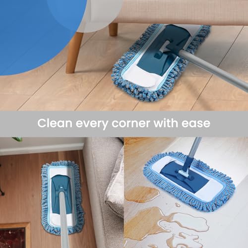 TrueYee Dust Mop for Hardwood Floors with 57" Long Handle Wet & Dry Mops for Catching Pet Hair and Dust Bunny Microfiber Dust Mops for Vinyl, Wood, Tile, Laminate Flooring (Pack of 2) - size: 57" Long Handle (Pack of 2)