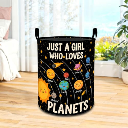 Cute Planet Oxford Cloth Laundry Basket with Handles 19.7"X15.7" - color: Planet