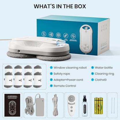 KKI Window Cleaning Robot,for High-Rise Windows Outside/Inside,85ml Tank,X3 - color: White