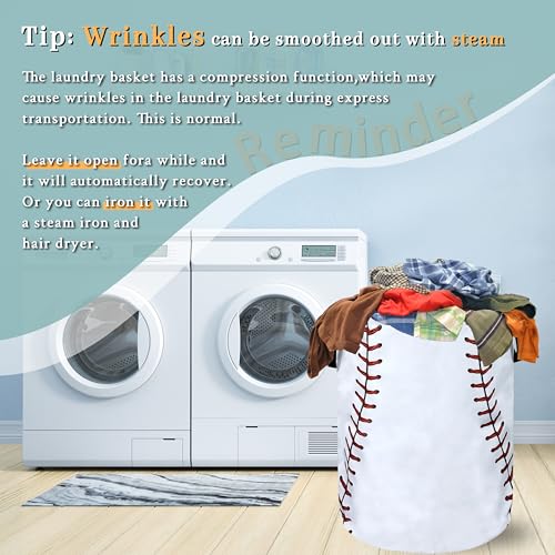Baseball Laundry Basket Oxford Cloth Foldable Hamper 18.9" x 16.5" - color: Funny Baseball Texture Pattern