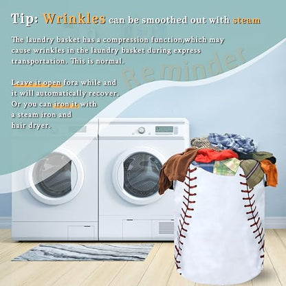 Baseball Laundry Basket Oxford Cloth Foldable Hamper 18.9" x 16.5" - color: Funny Baseball Texture Pattern