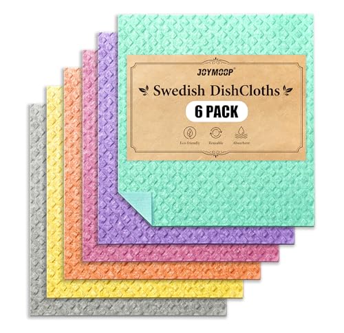 JOYMOOP Swedish Dishcloths, Cellulose Cotton Sponge Cloths, Multicolor, 8x7 Inches, 6 Pack, Diamond Pattern, Super Absorbent, Quick Dry, Odor Resistant, Lint Free, Scratch Free - color: Mixed Color [6 Pcs]