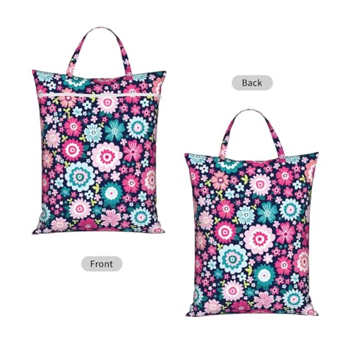 "colorful abstract flower 2-Pack Travel Laundry Bags for Dirty Clothes- Large Waterproof Laundry Tote, Wet & Dry Use, Reusable Foldable Carry Handles for Vacation, Gym & Dorm" - color: Colorful Abstract Flower