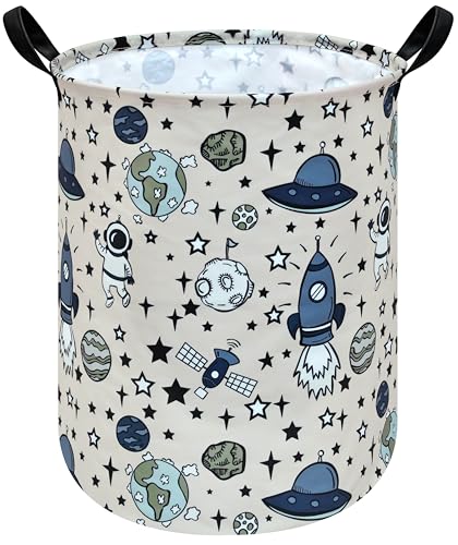 Round Laundry Basket Storage Bins Nursery Hamper Gift Baskets for Home,Office,Home Decor - color: Space