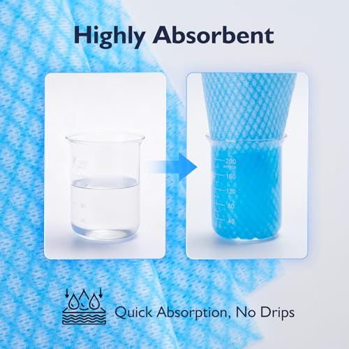 60Pack Disposable Dish Cloths for Kitchen,13.8x15.7"Cleaning Wipes - color: Blue