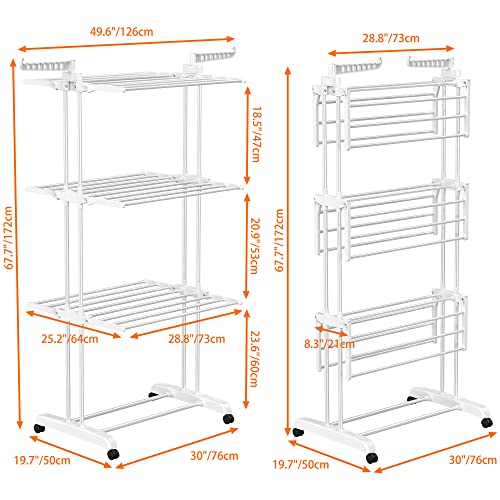 HOMIDEC Clothes Drying Rack, 4-Tier(67.7" H) Foldable Drying Rack Clothing - color: White