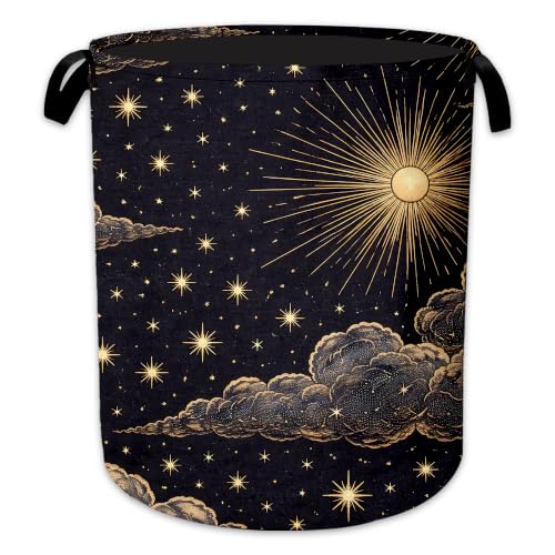 Starry Sky Laundry Hamper, Retro Clouds Laundry Baskets, Waterproof Oxford Cloth for Room/Bathroom/Bedroom/Dormitories 16x20.8 Inch - color: Starry Sky