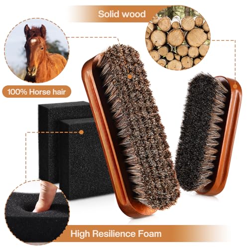 4 Pcs Horsehair Felt Hat Brush Kit with Cleaning Sponge Cowboy Clean Hat Wood Fedora Hat Cleaning Set Baseball Cap Lint Brush Remove Dust for Hair Furniture Suits Clothes(Style F) - style: Style F