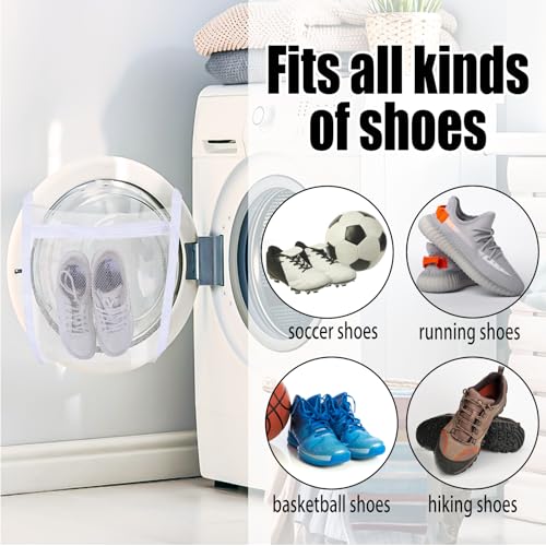 Shoe Dryer Bag Sneaker Wash & Dry Net Bag for Dryer Laundry, Sneaker Laundry HoneyComber Mesh Bags with Zipper and Strap for Shoes Washing Mesh Net for Most Dryers Door 15.7" Large