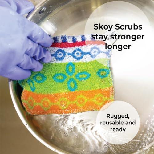 Skoy Scrub, 50-Pack Reusable, Non-Scratching Dish Scrubber for Kitchen and Household Cleaning, Planet-Friendly, Dishwasher Safe Soft Scrub, Assorted Colors and Designs - color: Assorted, size: 50-Pack