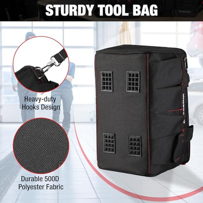 WORKPRO 14-inch Tool Bag, Multi-pocket Tool Organizer with Adjustable Shoulder Strap, W081021A , black - size: 14 inches