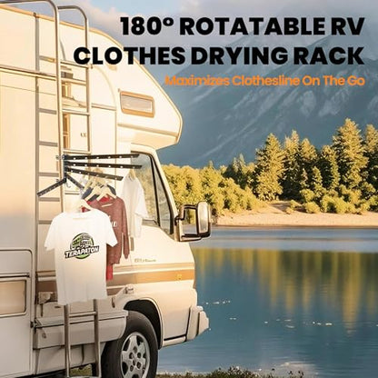 5 Swivel Arms RV Clothes Drying Rack, 26.5-inch Width Ladder Mounted Clothes Drying Rack, All Metal, Foldable Design, RV Must Have for MotorHomes, Fifth Wheels, Trailers