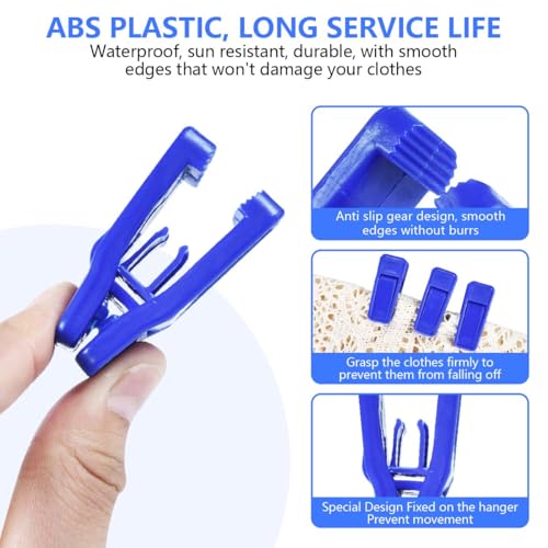 KISEER 80 Pcs Plastic Baby Hanger Clips Slim-line Finger Clips Set for Clothes Hanger Velvet Hanger (Blue) - color: Blue, size: 80 Pcs