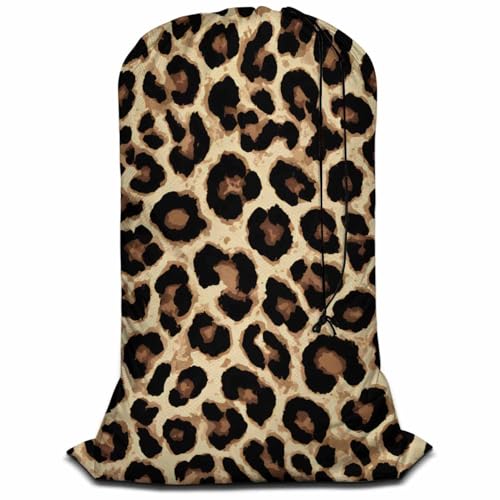 Swono Laundry Bag Drawstring Closure Classic Leopard Print Exotic Safari Animal Skin Print Heavy Duty Laundry Portable for Home Dorm Room Essentials for Travel Camp, Wildlife - color: Classic Leopard Print