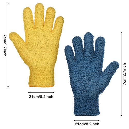 Patelai 2 Pairs Microfiber Gloves for Plants,Yellow, Dark Blue,Large - color: Yellow, Dark Blue, size: Large (2 Pairs)