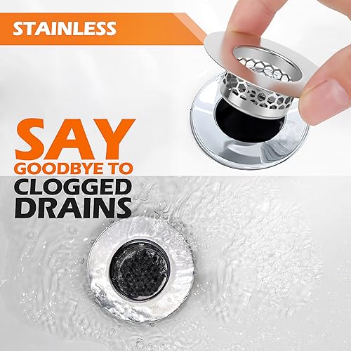Bathroom Sink Strainer, Bathtub Lavatory Sink Drain Strainer Hair Catcher for Laundry, Mop Pool, Utility, Slop, RV Sink。Fit Hole Size from1.4~1.5",3 Pack(Product SIZE1.3inch) - size: 1.3”(Fit Hole Size from 1.5")