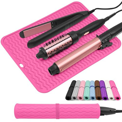 Oversize Silicone Heat Resistant Mat for Hair Tools - color: Hotpink