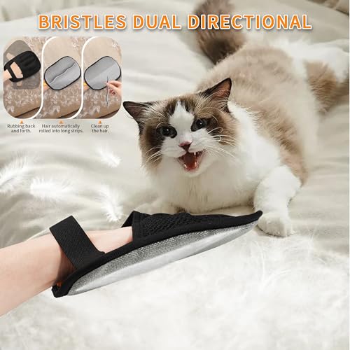 4PCS Pet Hair Removal Gloves for Dogs and Cats, Reusable Pet Hair Remover for Couch, Clothes, Carpet and Car Seats, Washable Electrostatic Grooming Gloves for Pet Shedding Hair - color: black 4pcs
