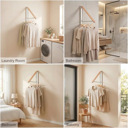 RFOUO White Foldable Wall Mounted Clothes Drying Rack,Laundry Hanger,1 Pack - size: 1 Pack