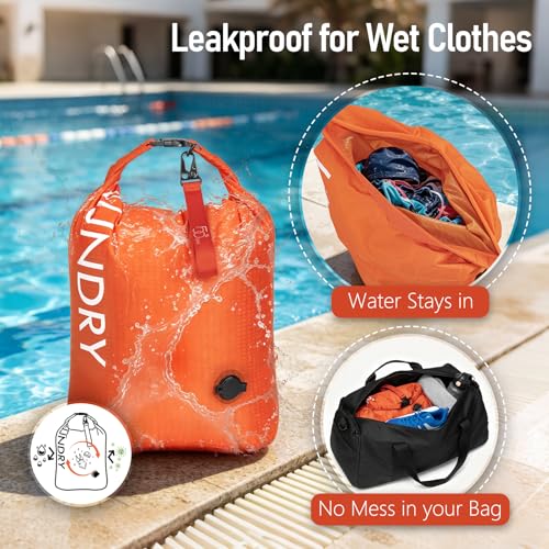 WiseBoy 2 Pack Travel Laundry Bag, Compression Storage for Dirty Clothes - color: Navy & Orange