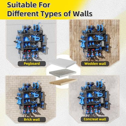 Power Tool Organizer Wall Mount, 16 Inch 4 Drills Holder