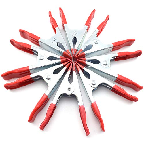 8 PCS 4-Inch Metal Spring Clamps Heavy Duty Tent Clips for Woodworking Camping (OZXNO,Maximum Opening 3.5CM) - size: 4Inch-8Pack