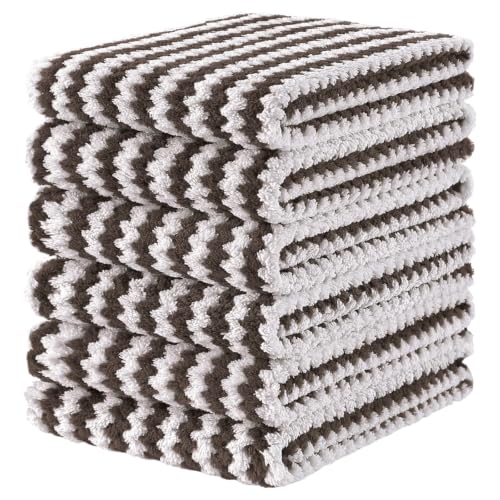Homaxy 6 Pack Coral Velvet Kitchen Towels, 10 x 20inches, Brown - color: Brown, size: 10 x 20 - 6 Pack