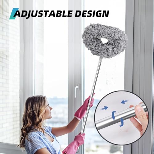 DRQ Ceiling Fan Cleaner Duster with 13-48 in Extension Pole, Grey - color: Gray, size: 13-48 Inch