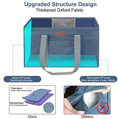 WONDAY DarkBlue Foldable Utility Tote Bag, Reusable Grocery Bag - color: Darkblue