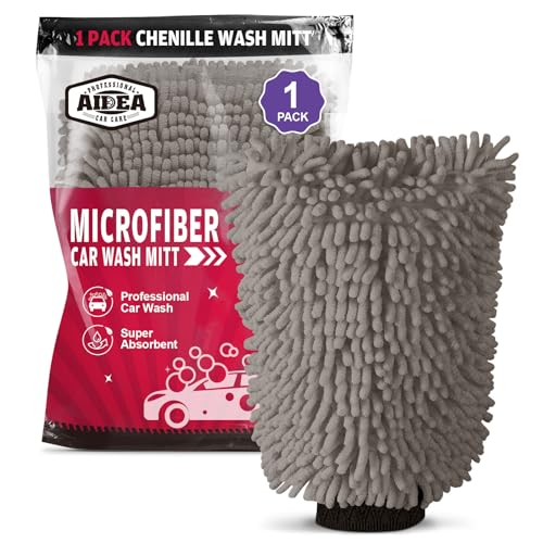 AIDEA Car Wash Mitt Microfiber, 1PK, Car Wash Brush, Grey, 7.12''X10.14'' - color: Grey, size: 1PK-7.12''X10.14''